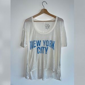 New York City Women Boxy Burnout Scoop neck t-shirt with short sleeves